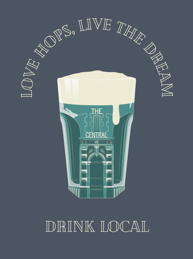 Gateshead Drink local Central Bar artwork design print
